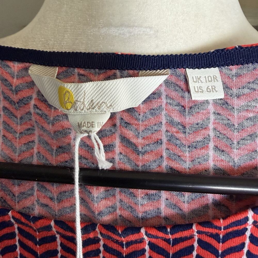 BODEN Amelia Jersey Knit Dress Pink Blue White Geo Amelie J0326 Sz 6R US NWT - Picture 7 of 9